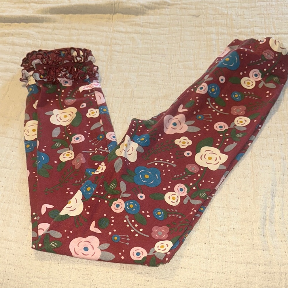 Ruffle Butts Floral Kids Bottoms - Maroon
